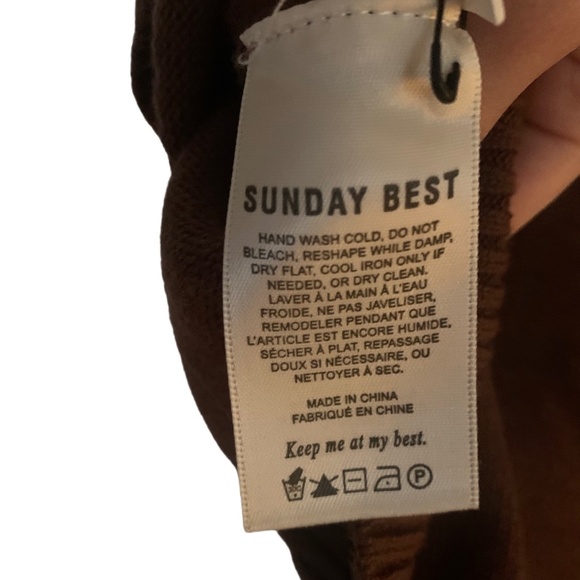 SUNDAY BEST sweater vest cropped cardigan brown 90s fall sweater SIZE M - Picture 2 of 3